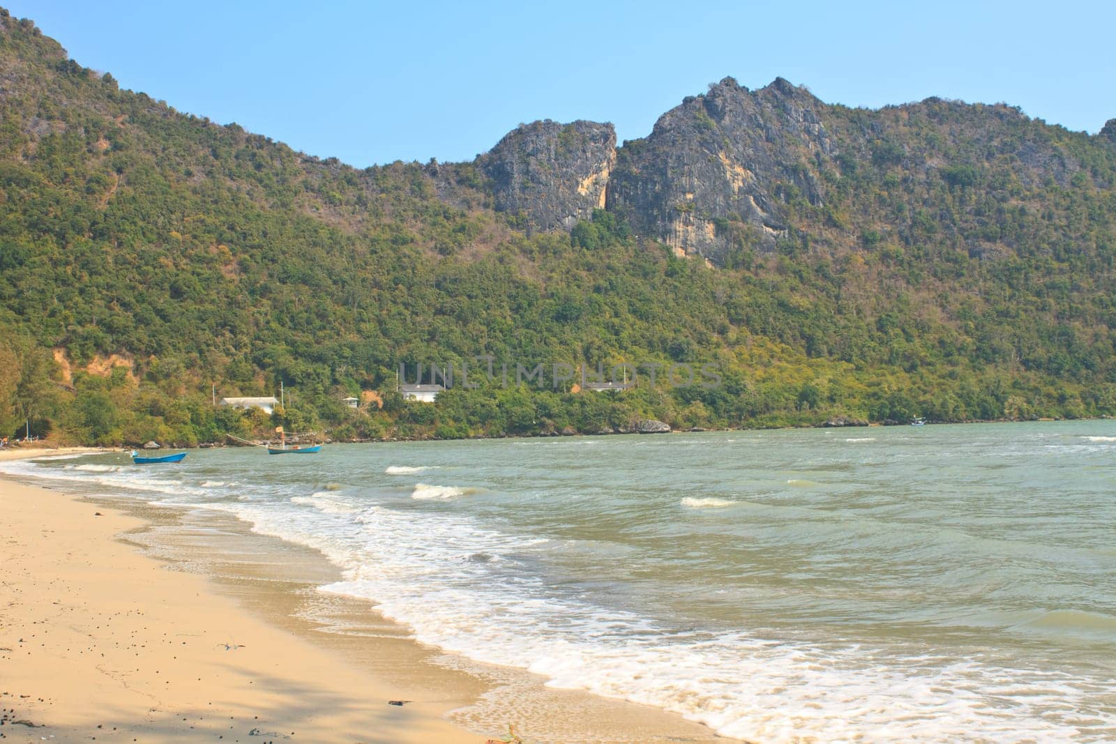 Low tide in the beautiful bay of Manao Ao Manao in Prachuap Khiri Khan, Southern Thailand