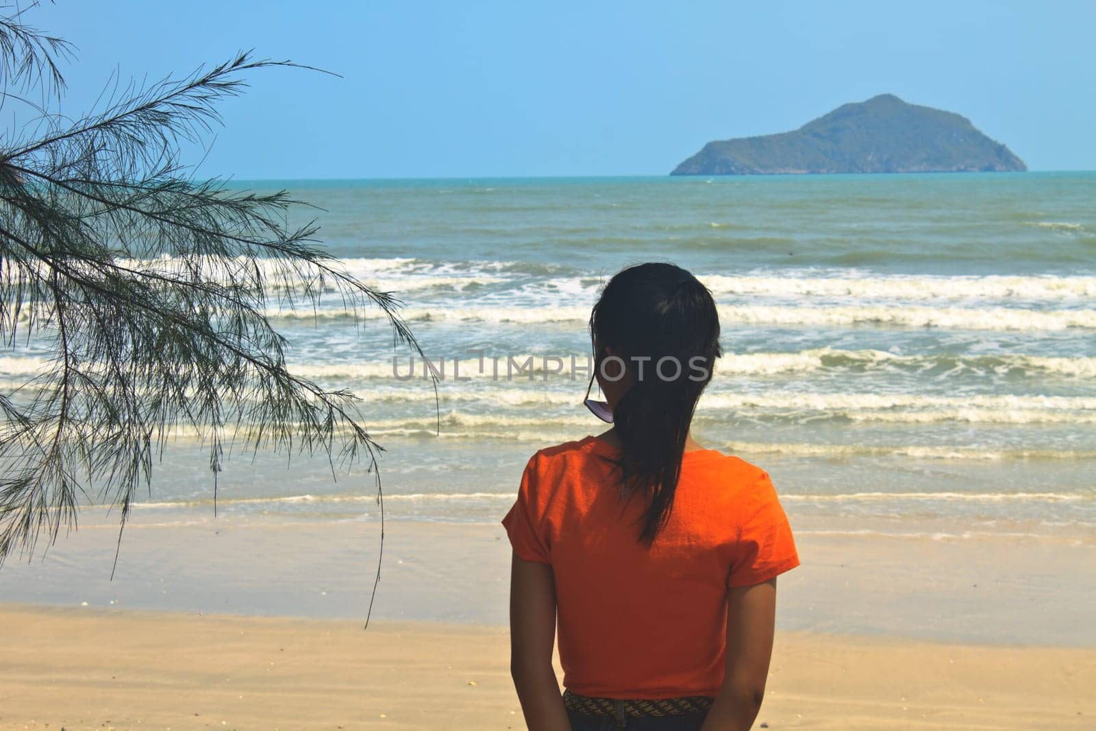 beautiful girl relaxing on the beach