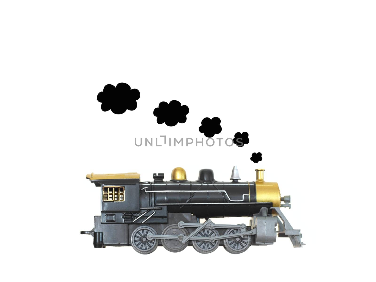 A toy train isolated against a white background