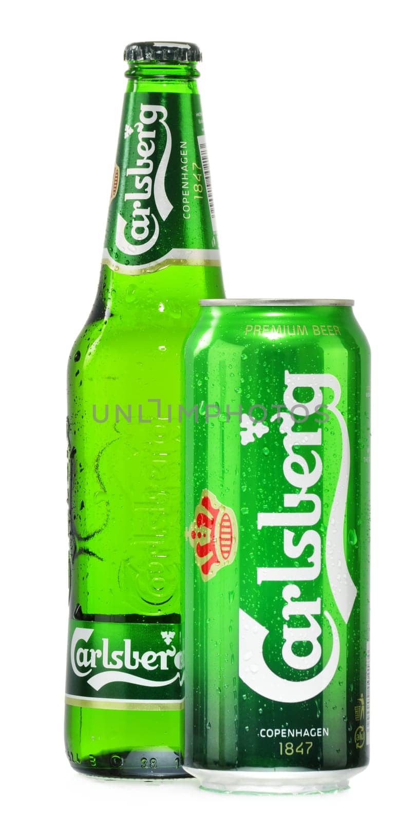 Globaly distributed pale lager beer produced by Carlsberg Group, a Danish brewing company founded in 1847 with headquarters located in Copenhagen, Denmark