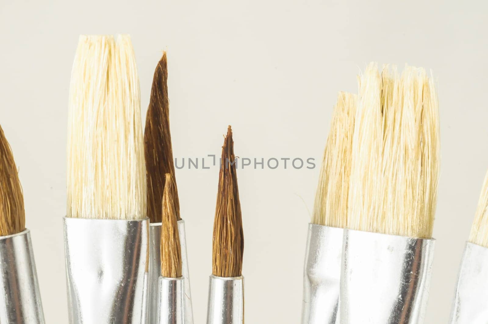 New Wooden Different Paintbrush Set Texture over a White Background