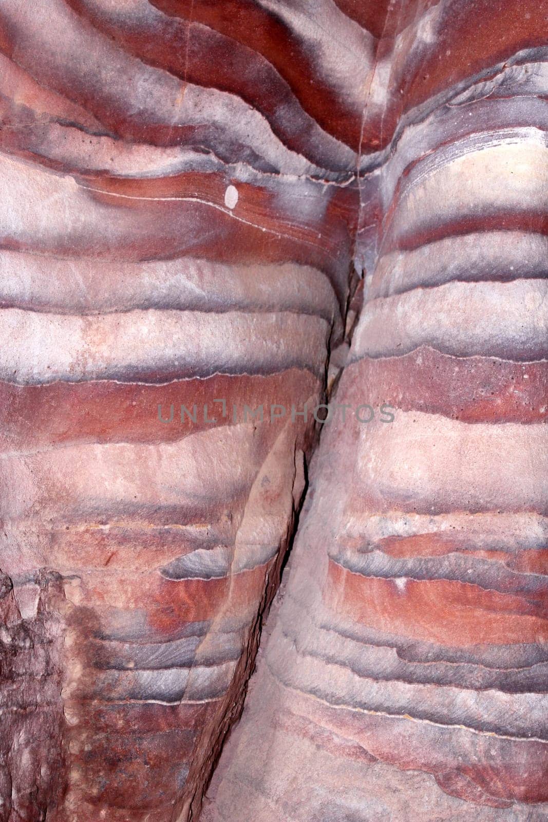 Sandstone gorge abstract pattern formation, Rose City cave, Siq, Petra, Jordan