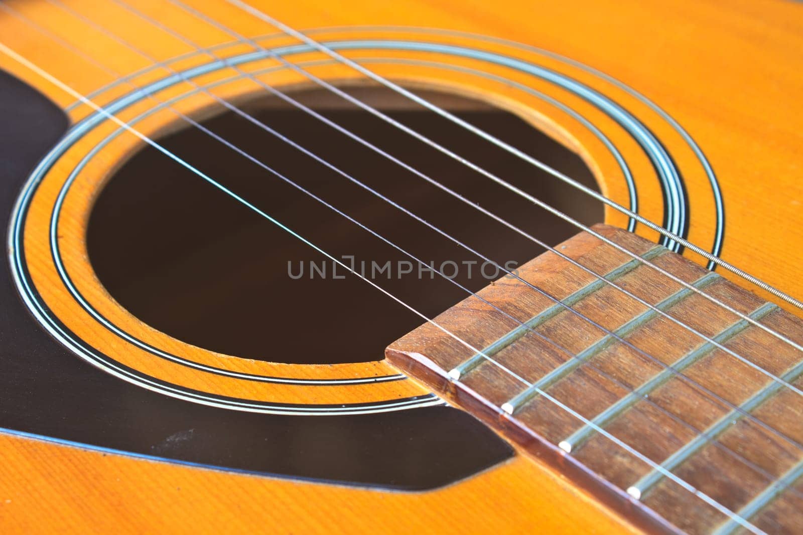 Acoustic guitar wood color close up, The guitar background