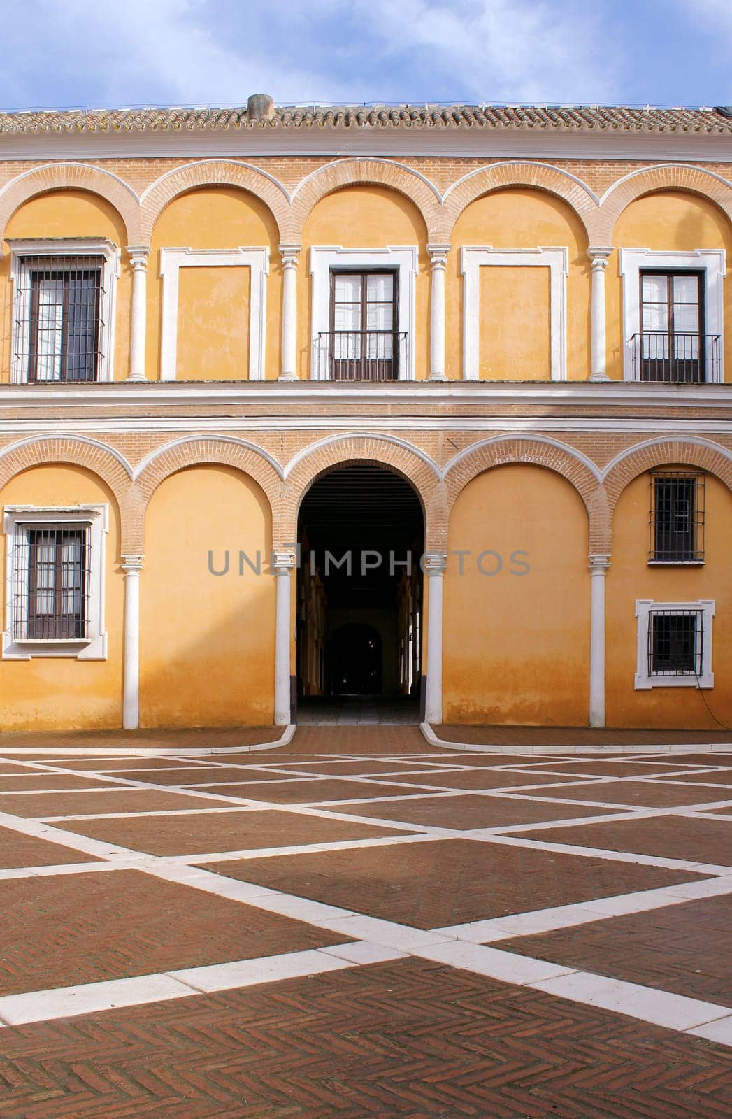 Courtyard at the Real Alcazar Moorish Palace in Seville, Spain