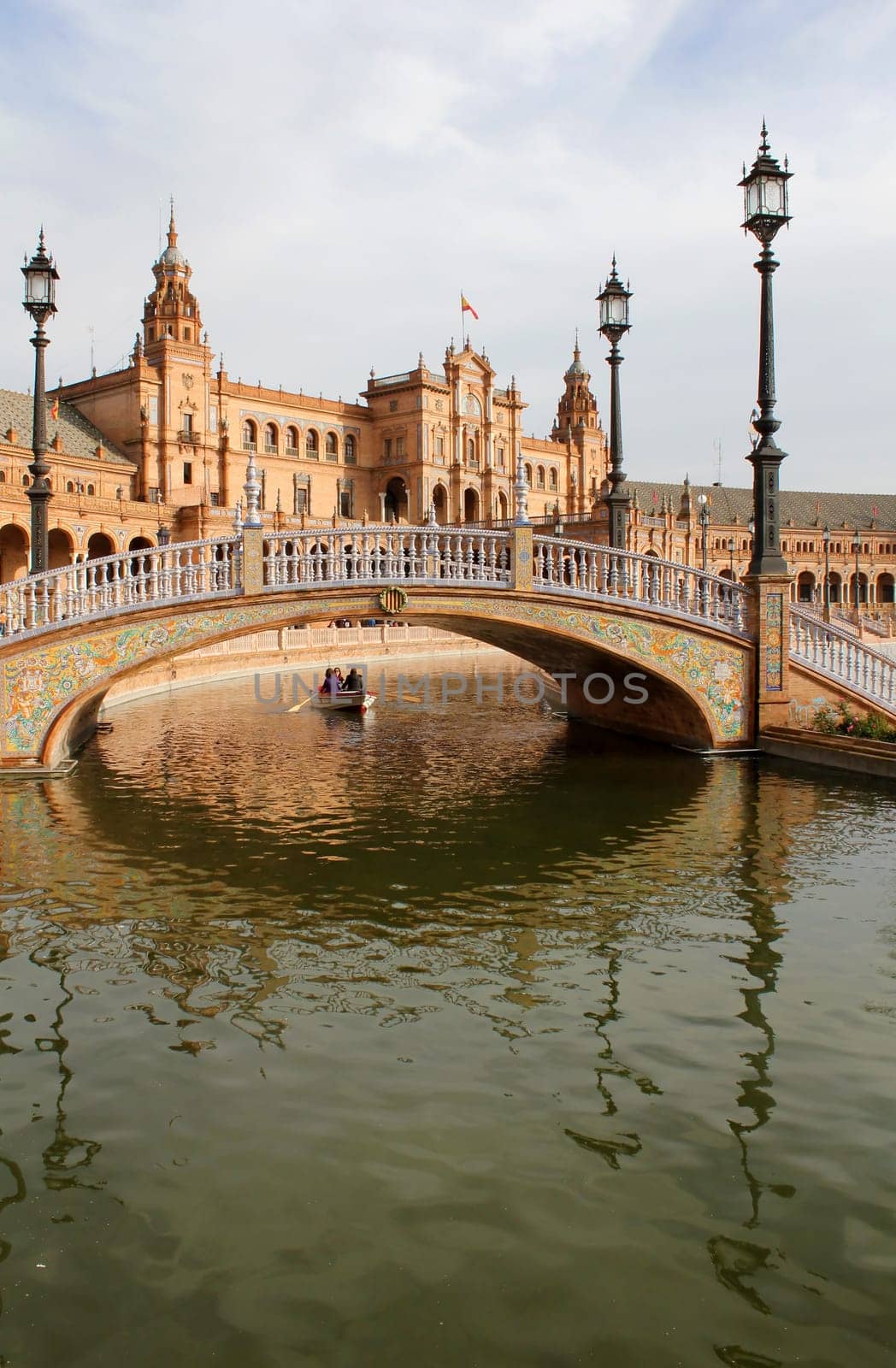 Famous Plaza de Espana, Sevilla, Spain. Old city landmark.
