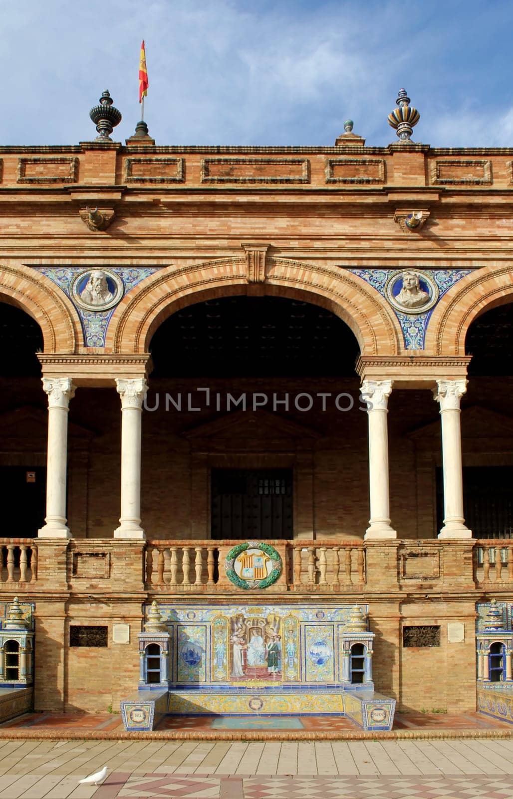 Famous Plaza de Espana, Sevilla, Spain. Old city landmark.