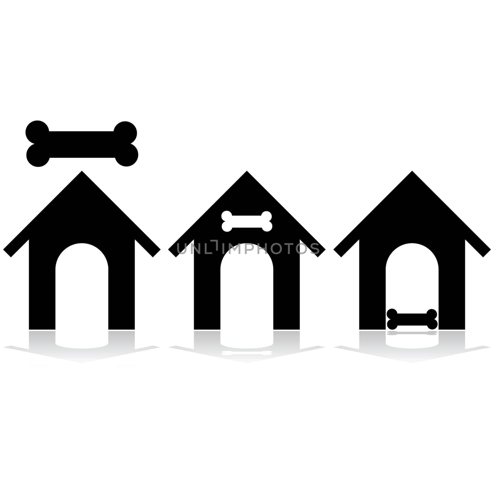 Icon set showing a dog house and a bone