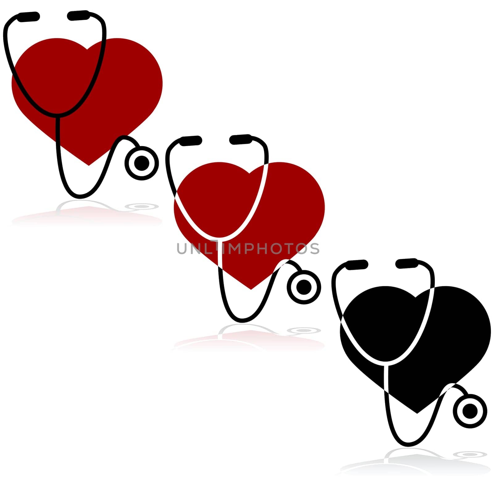 Icon set showing a heart and a stethoscope