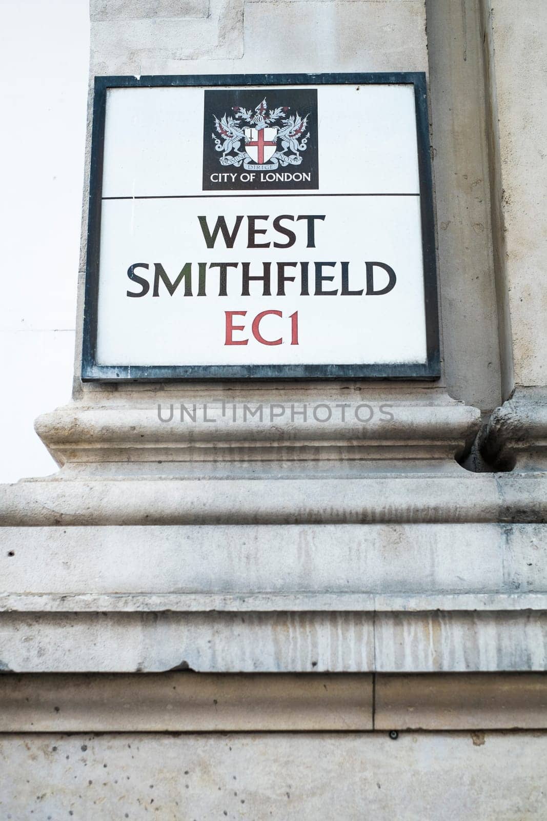 LONDON, UK - FEBRUARY 16: Detail of street signs in Smithfield meat market.The building is over one hundred and forty years old, but the market has been in the same site for almost one thousand years. February 16, 2014 in London.
