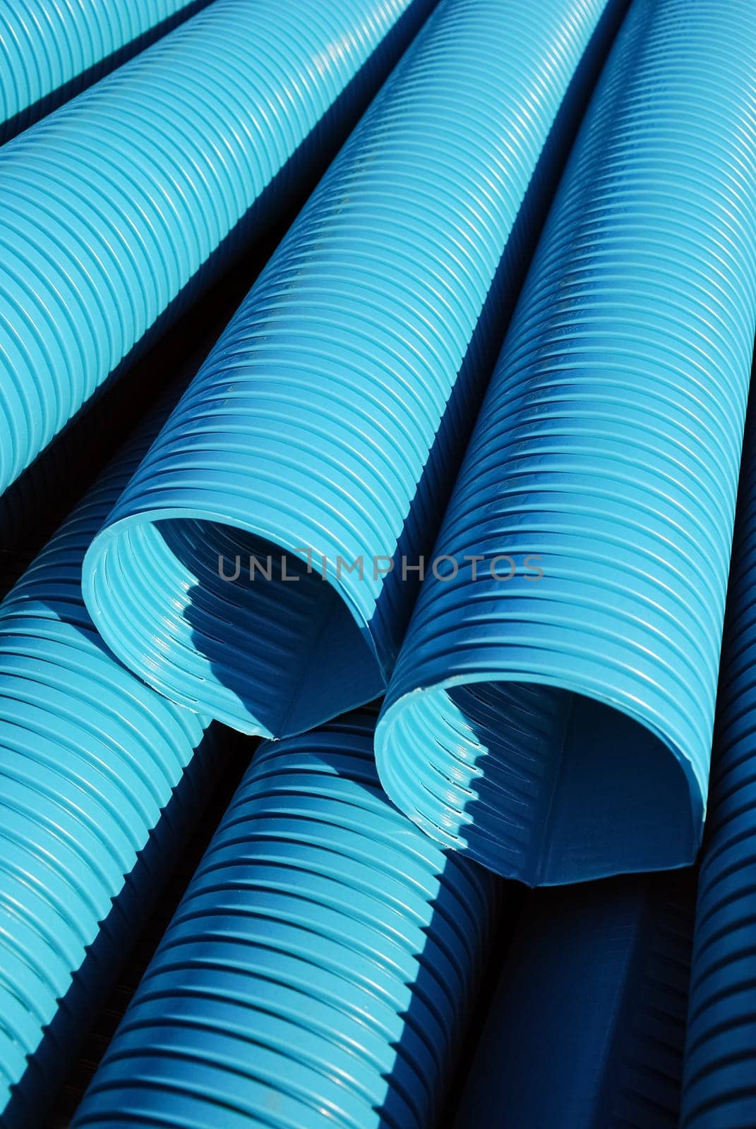 Blue pipes on construction site