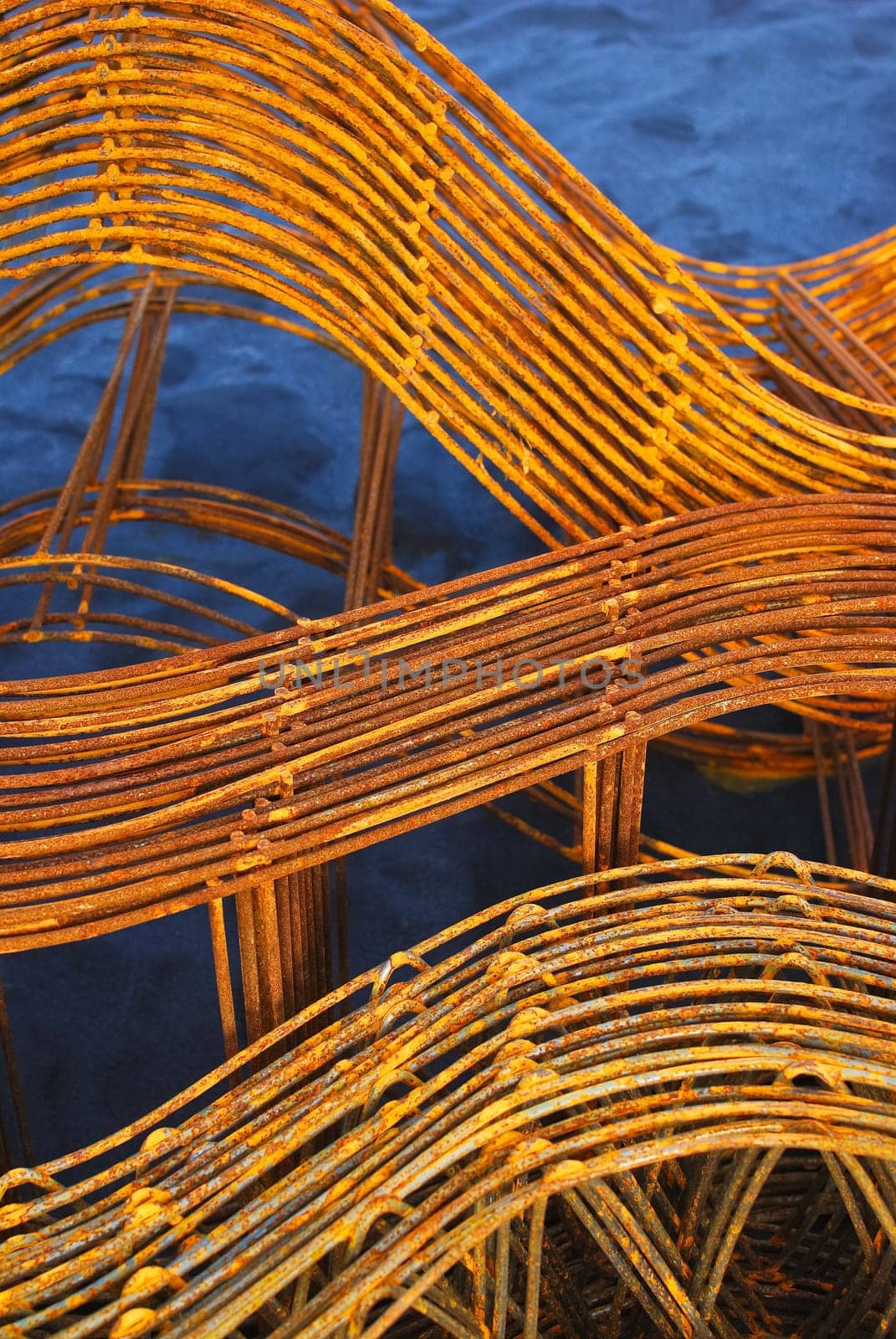 Iron reinforcement on construction site