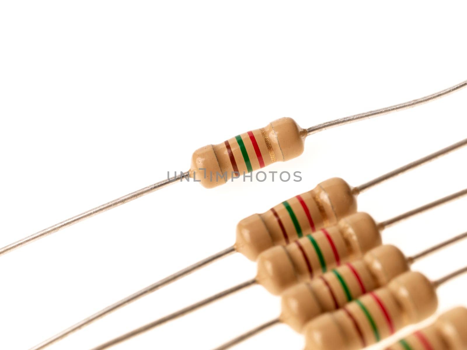 Resistors macro isolated on white