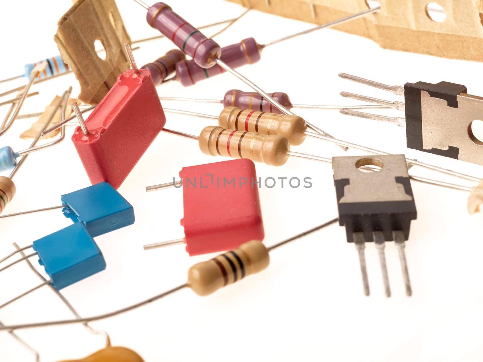 Electronic parts macro isolated on white