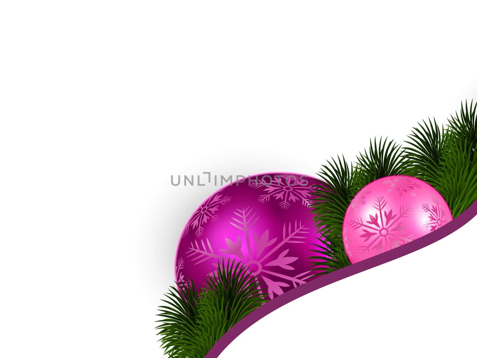 Christmas tree baubles and fir branches