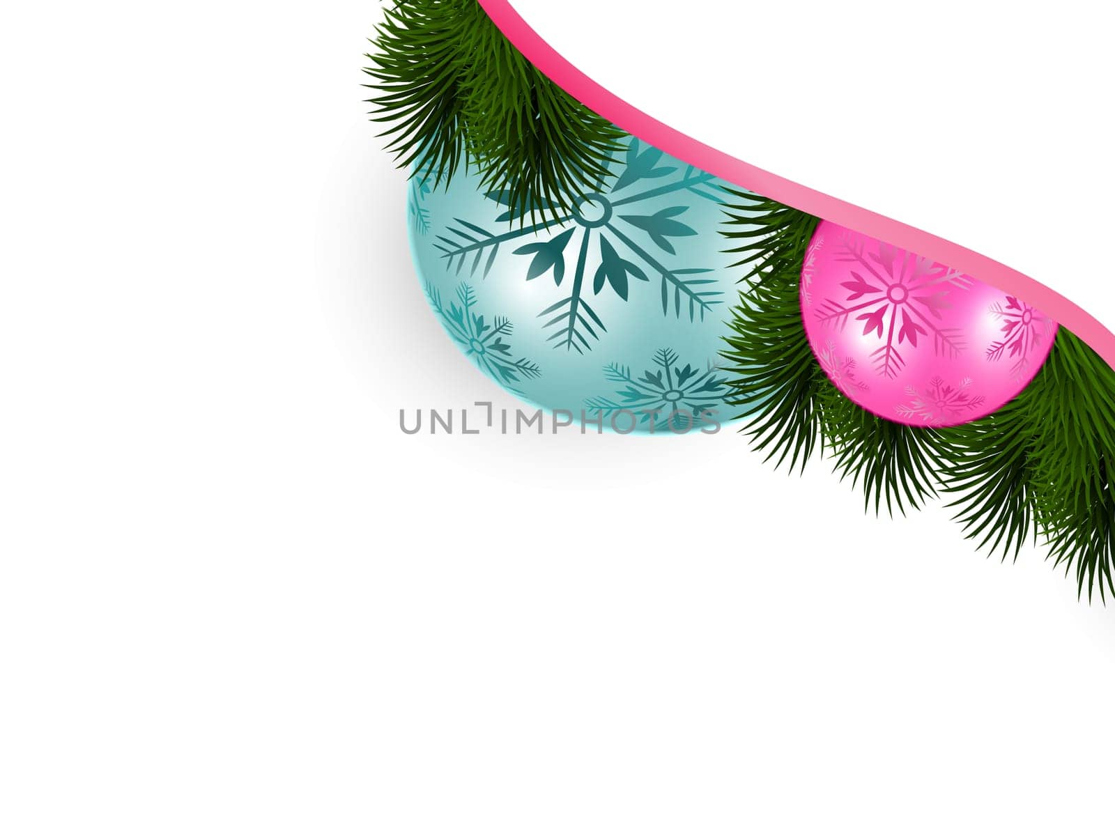 Christmas tree baubles and fir branches