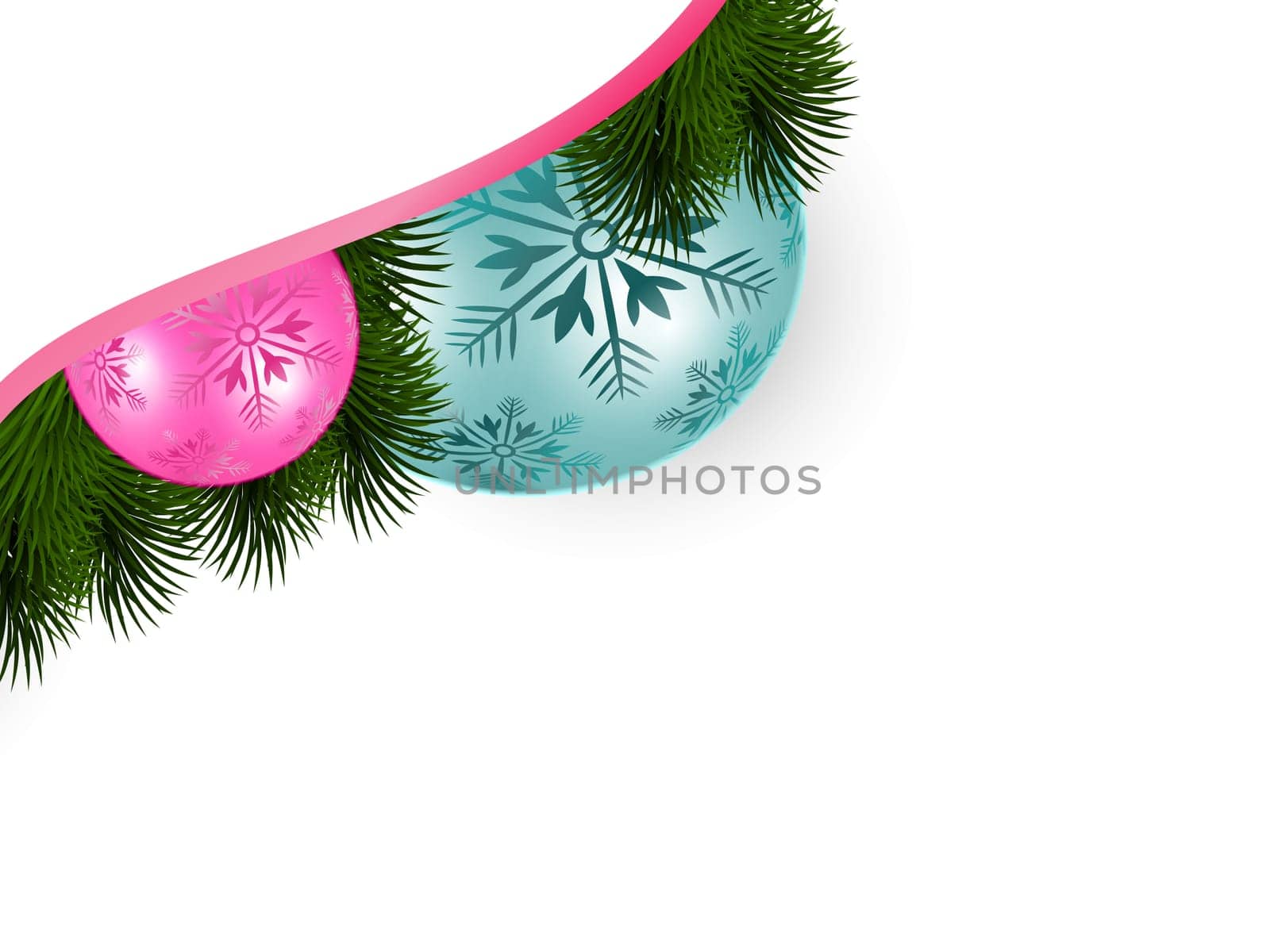 Christmas tree baubles and fir branches