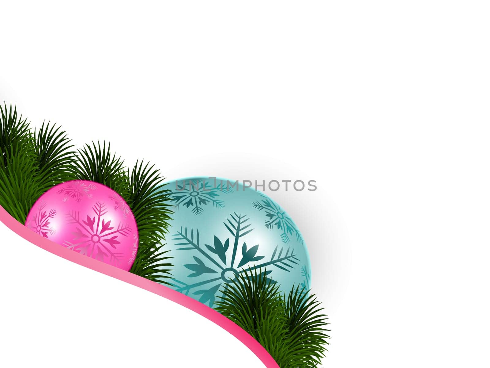 Christmas tree baubles and fir branches