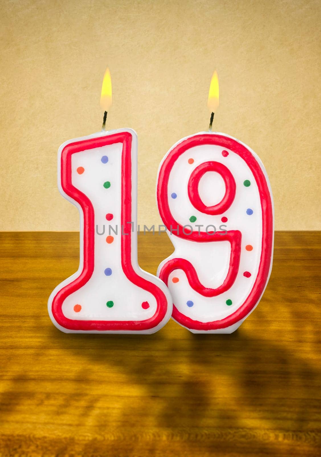 Burning birthday candles number 19