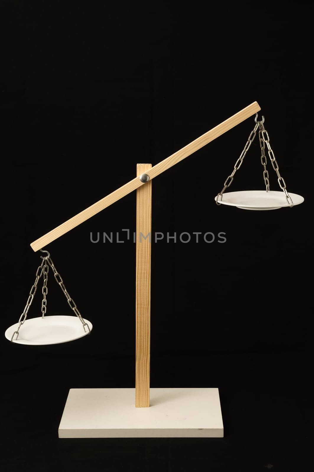 Two White Pan Balance on a Black Background