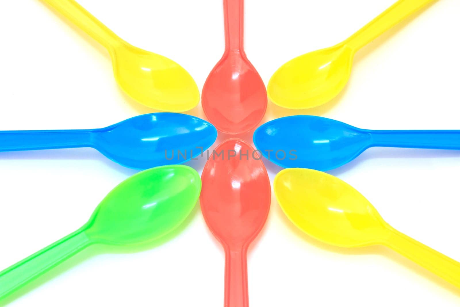 Colorful Spoon plastic isolated on white background