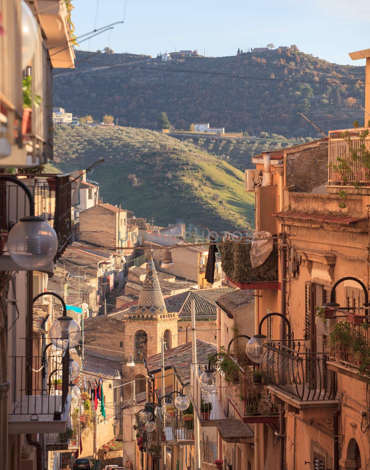 View of Leonforte, baroque town in Sicily