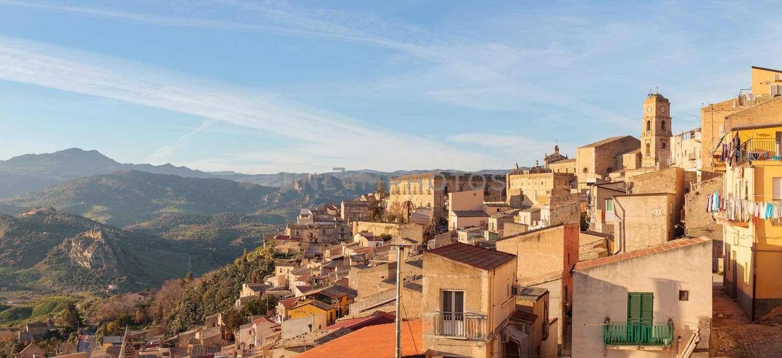 View of Leonforte, baroque town in Sicily
