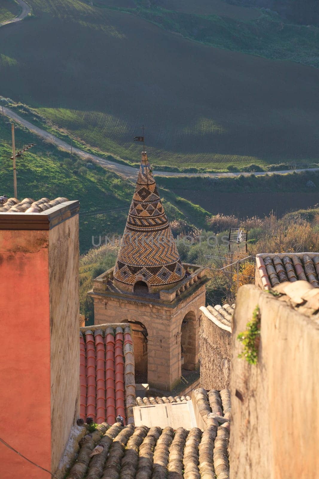 View of Leonforte, baroque town in Sicily