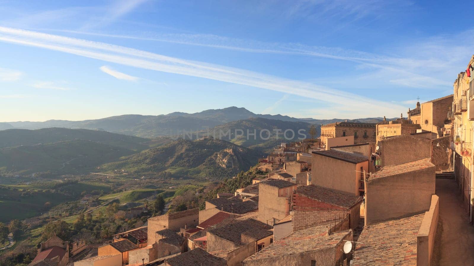 View of Leonforte, baroque town in Sicily