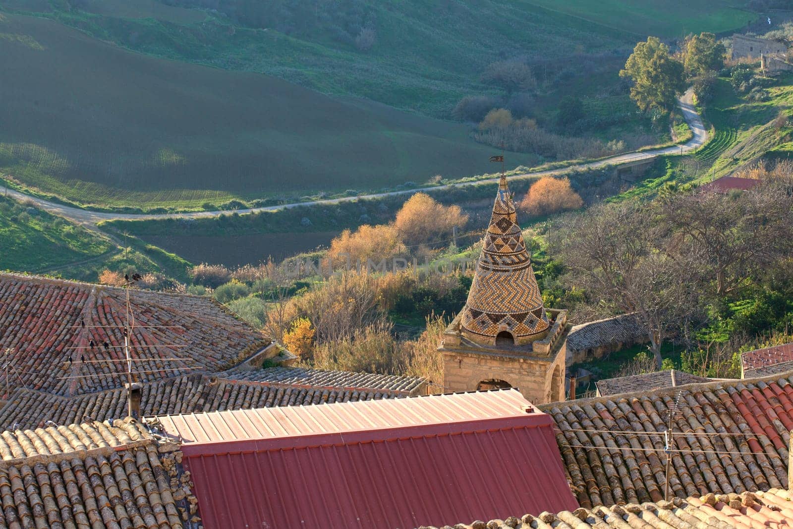 View of Leonforte, baroque town in Sicily