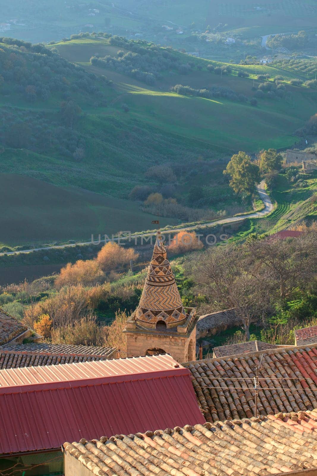 View of Leonforte, baroque town in Sicily