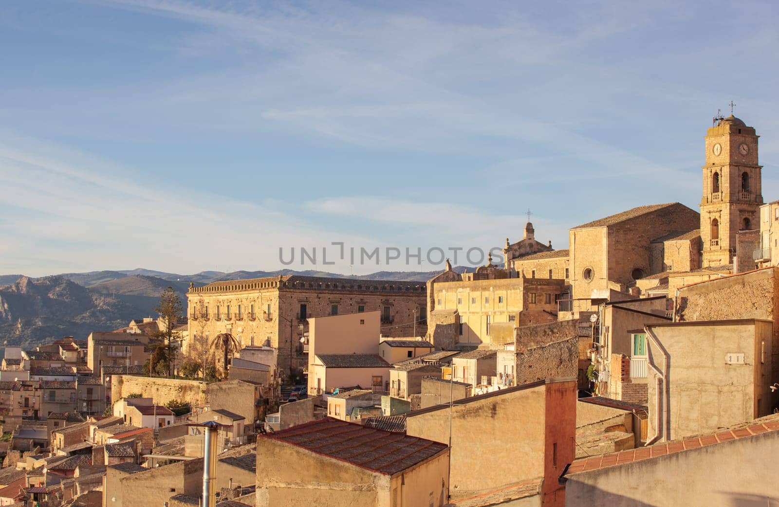 View of Leonforte, baroque town in Sicily
