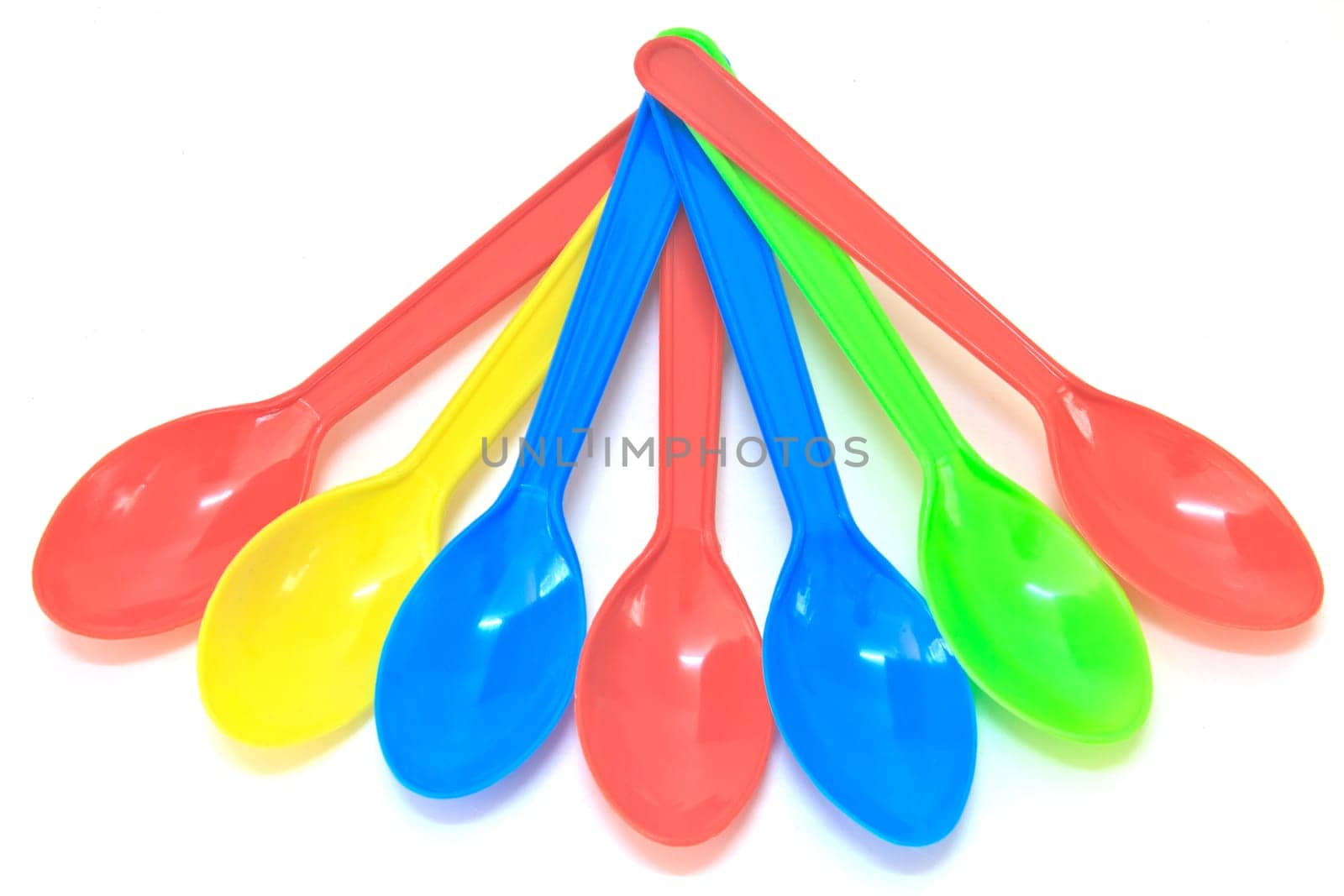 Colorful Spoon plastic isolated on white background