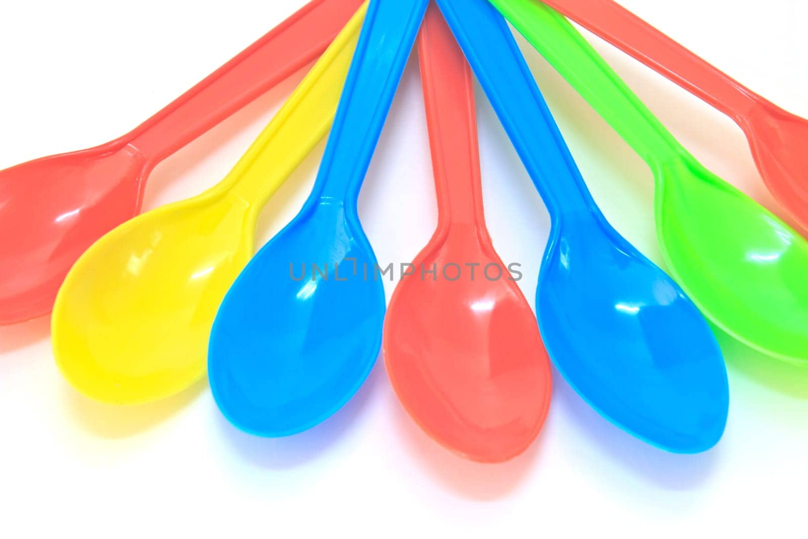 Colorful Spoon plastic isolated on white background