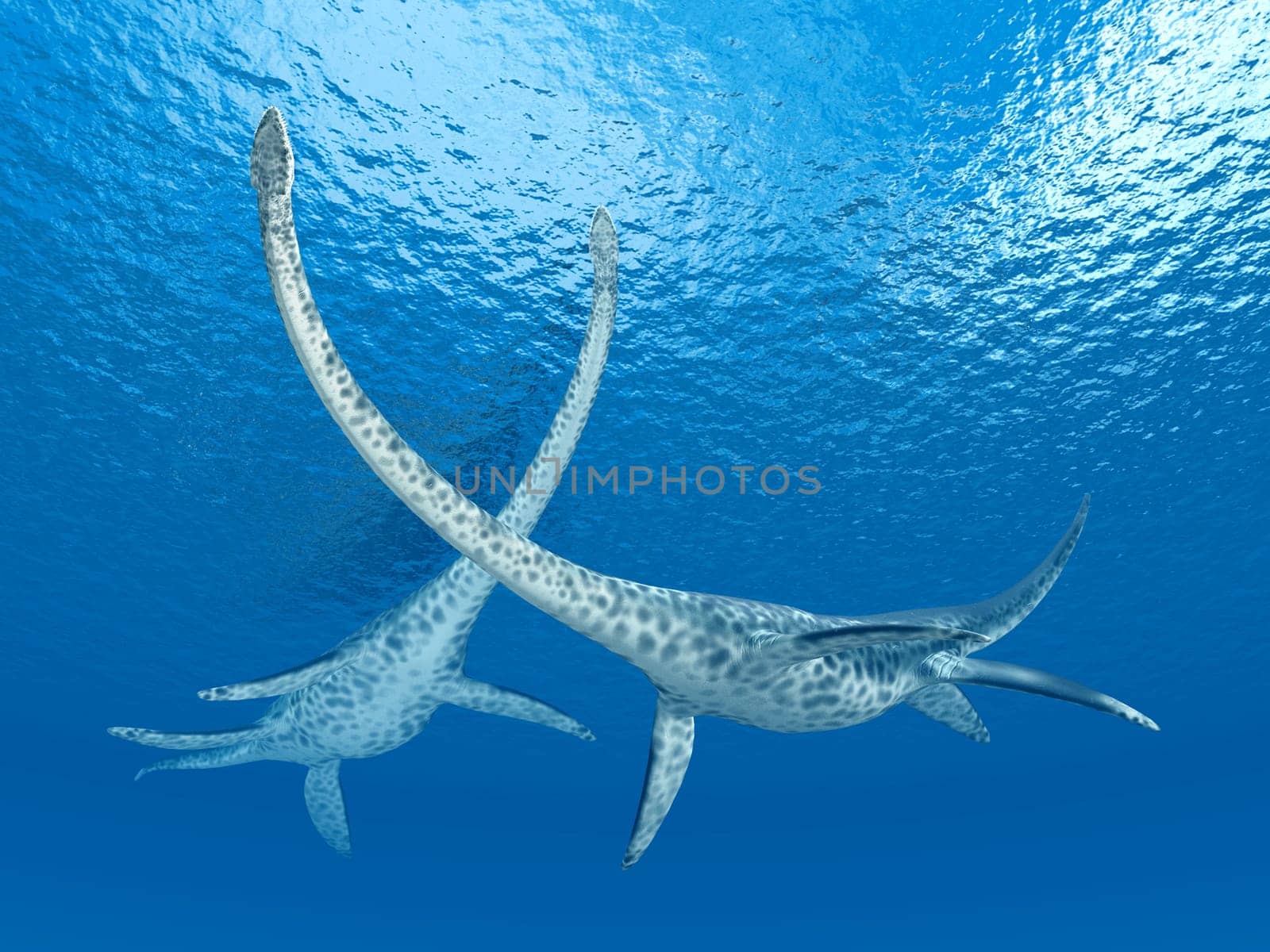 Computer-generated 3D illustration with the prehistoric plesiosaur Styxosaurus