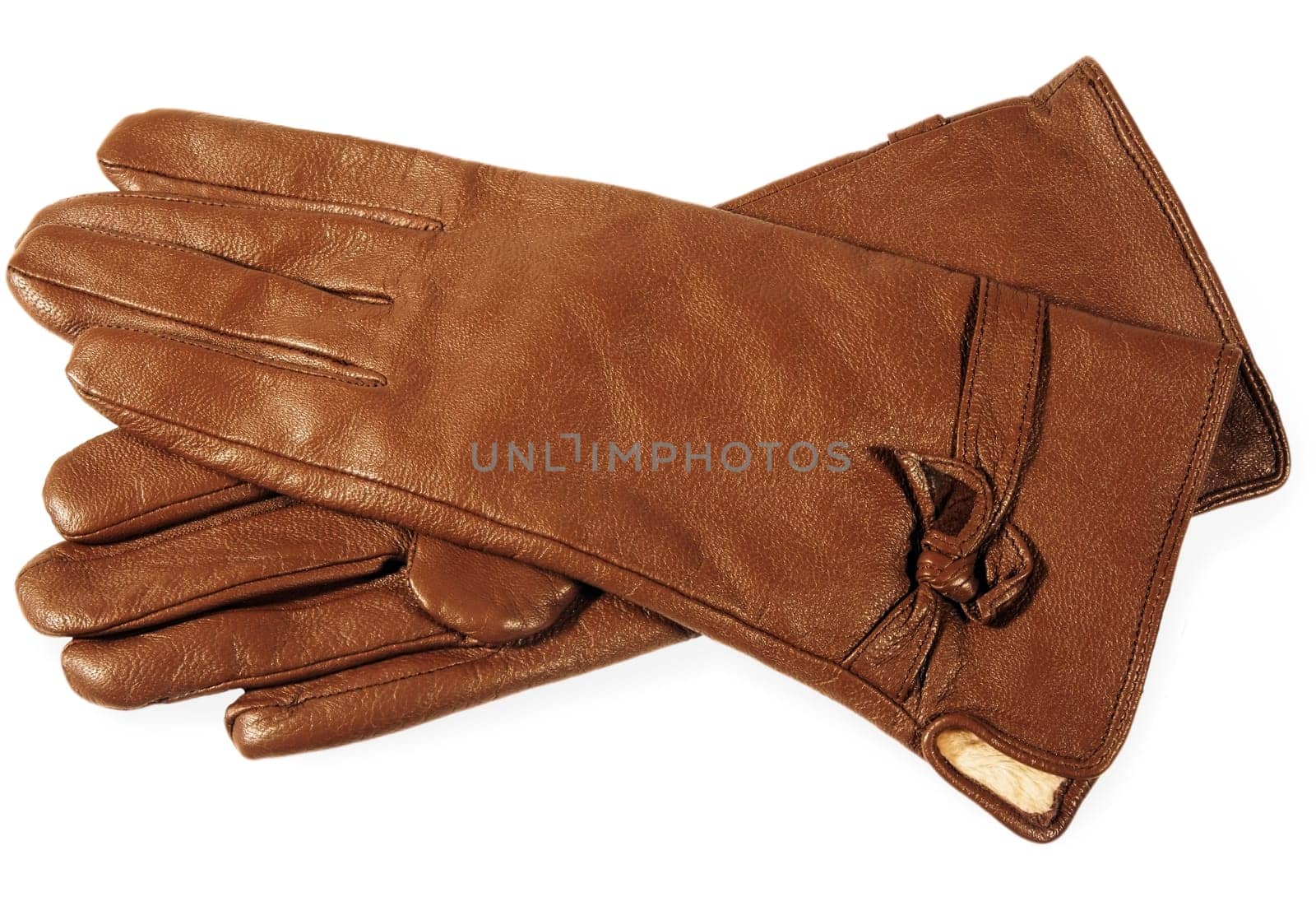 brown leather gloves,isolated on white background