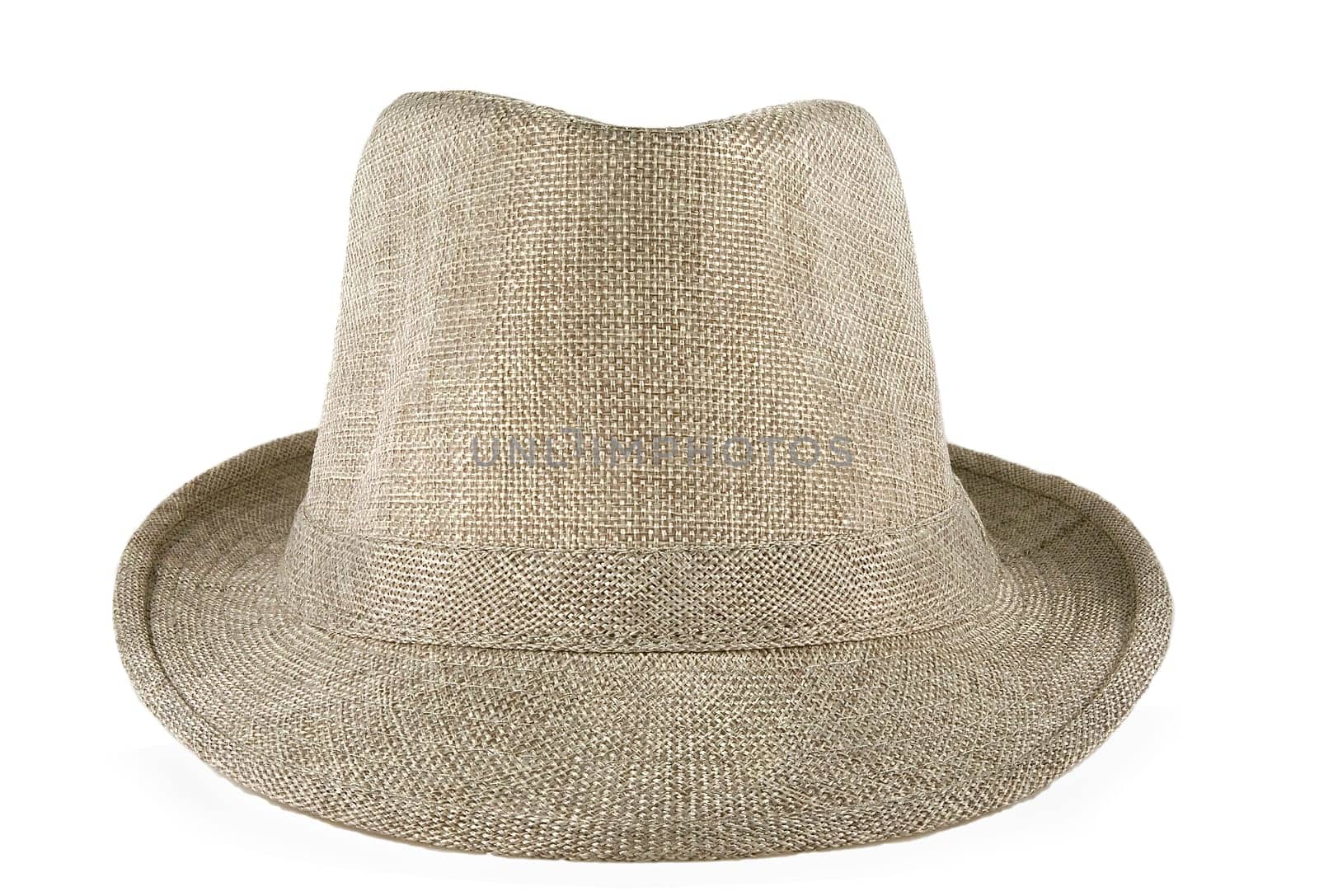 a flax hat on white background