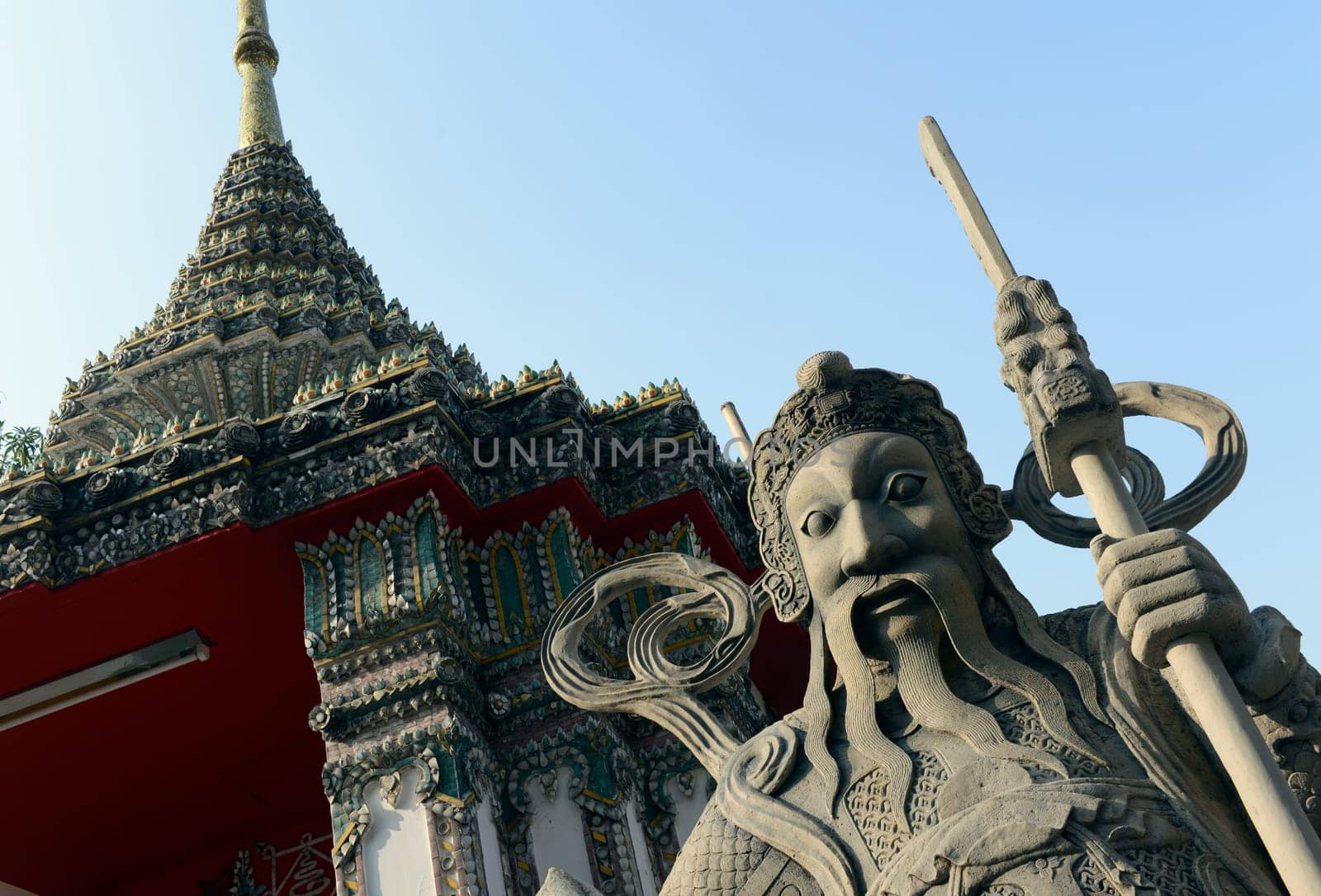 The temple complex of Wat Pho in the capital Bangkok of Thailand in South East Asia.