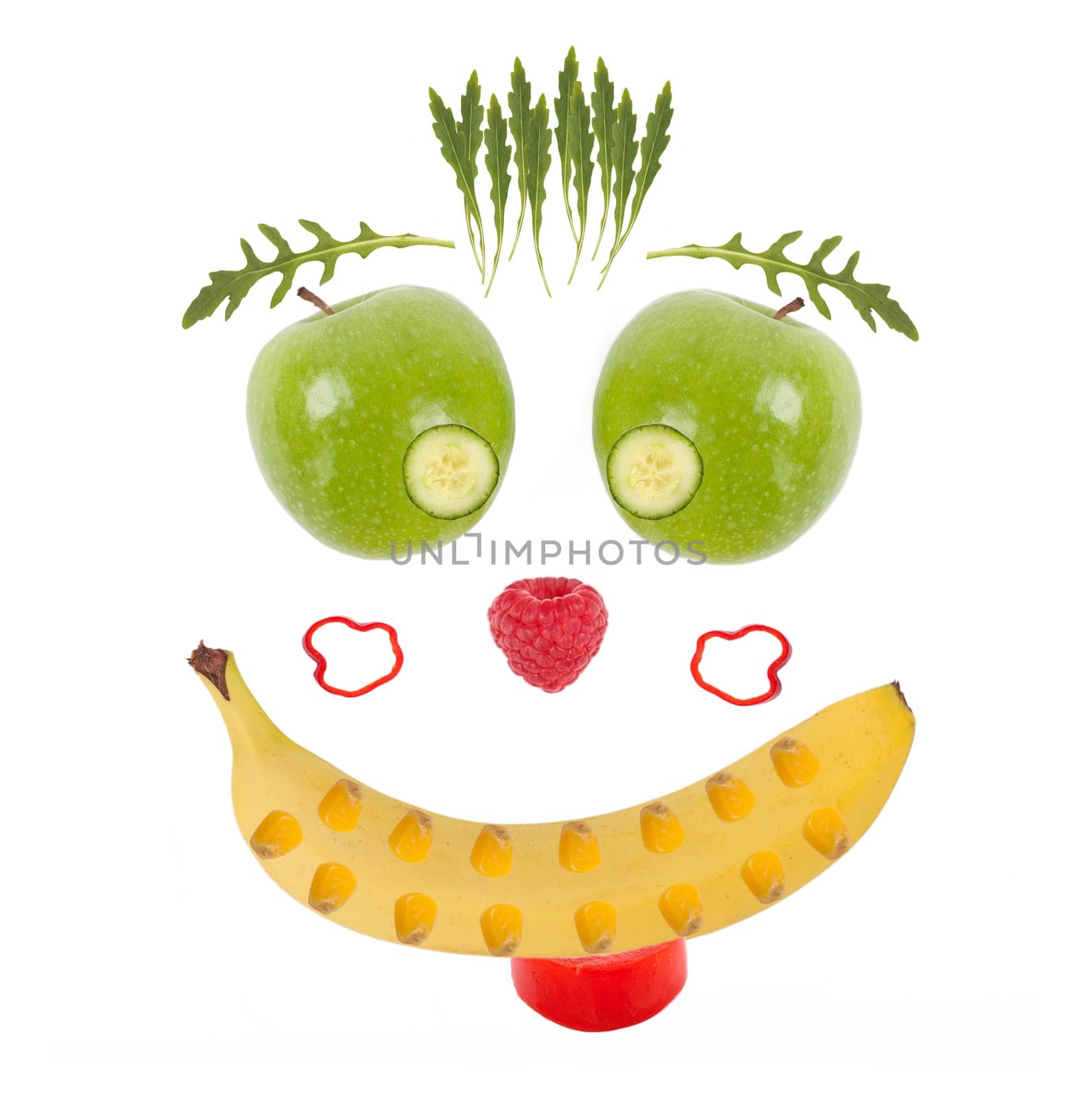 laughing fruit and vegetables face