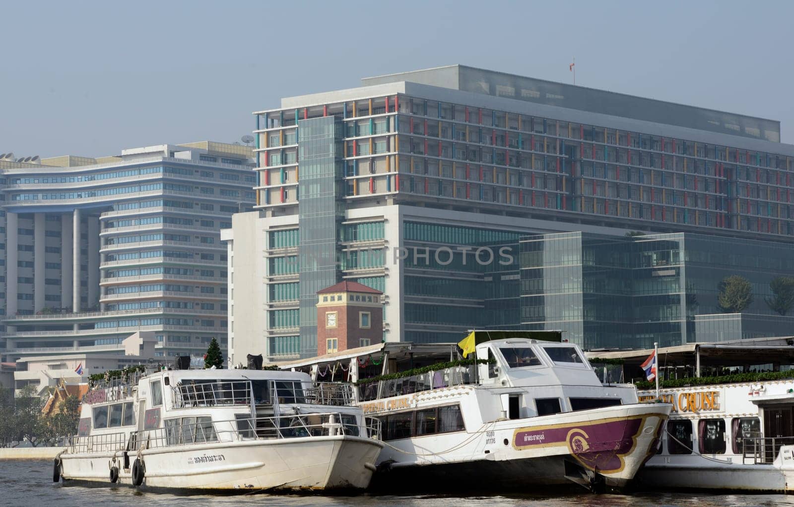 Spotal Sirirat Hospital on the Mae Nam Chao Phraya River in The Capital Bangkok of Thailand in South East Asia.