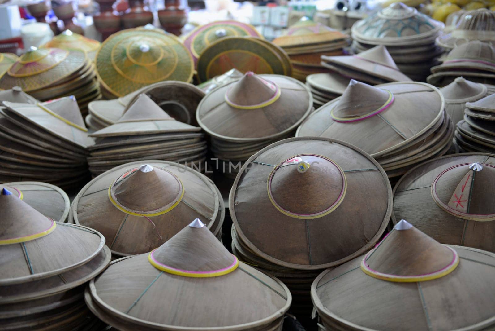 The market in the village of Mae Hong Son in the north of Thailand in South East Asia.