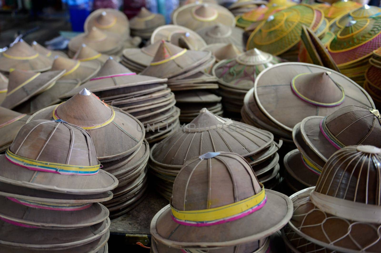 The market in the village of Mae Hong Son in the north of Thailand in South East Asia.
