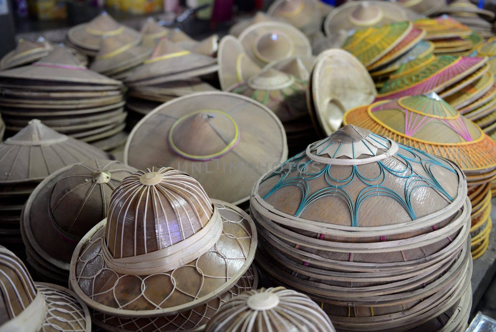 The market in the village of Mae Hong Son in the north of Thailand in South East Asia.
