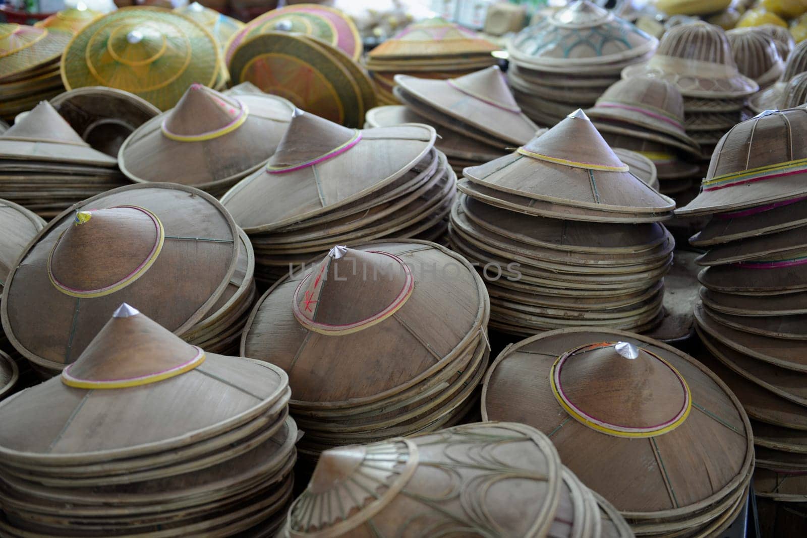 The market in the village of Mae Hong Son in the north of Thailand in South East Asia.