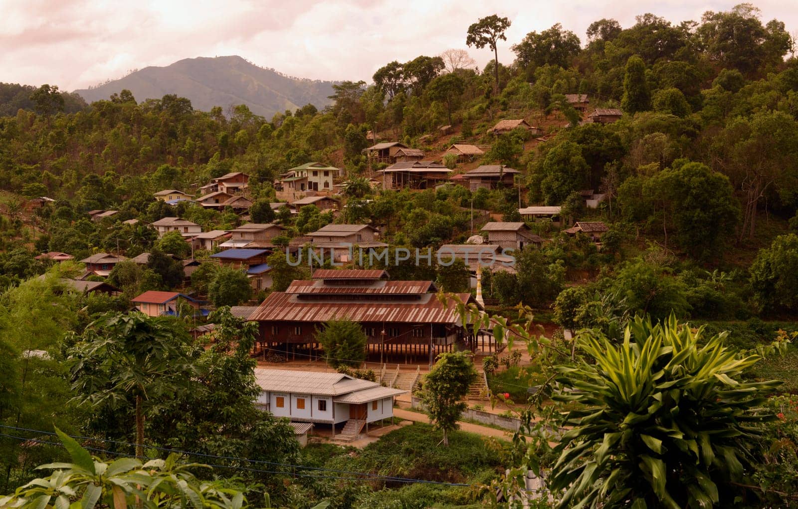 A village on the mountain road from Mae Hong Son village to Mae Aw in northern Thailand in South East Asia.