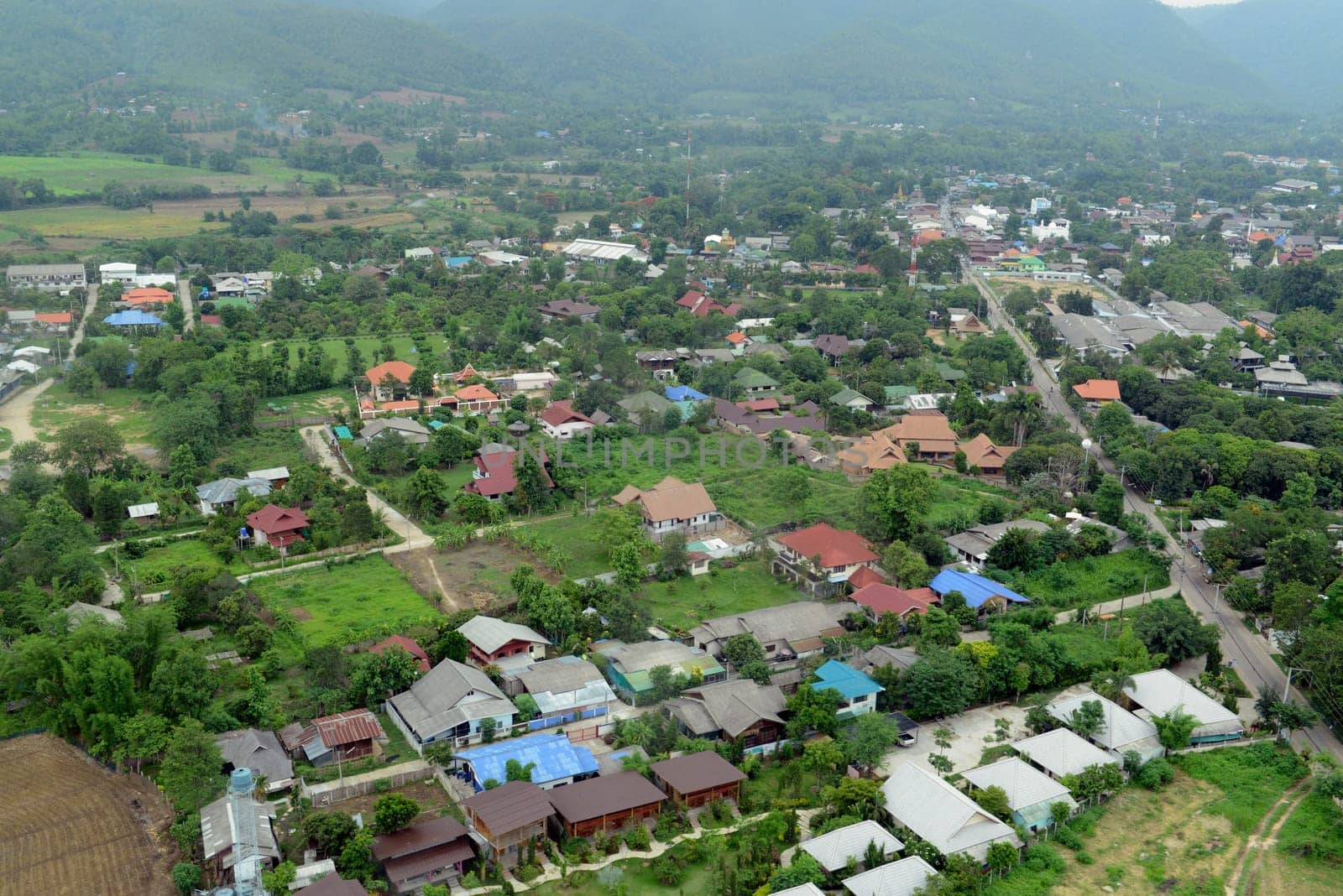 The landscape with the mountain road between Mae Hong on and pai in the mountain oust of Mae Hong Son in the north of Thailand in South East Asia.
