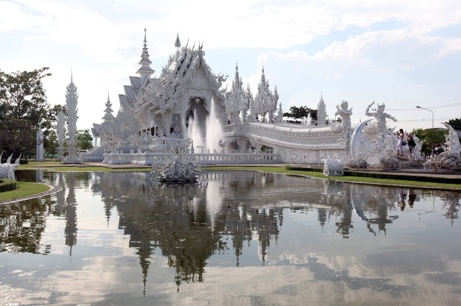 The temple Wat Rong Khun 12 km south of Chiang Rai in the province of chiang Rai in the north of Thailand in South East Asia.