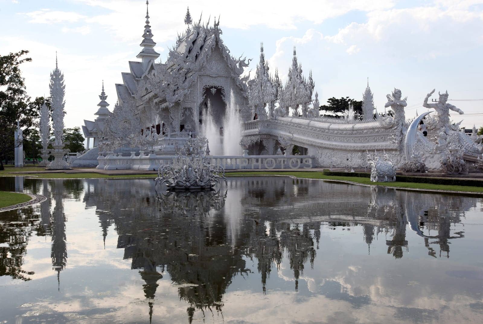 The temple Wat Rong Khun 12 km south of Chiang Rai in the province of chiang Rai in the north of Thailand in South East Asia.