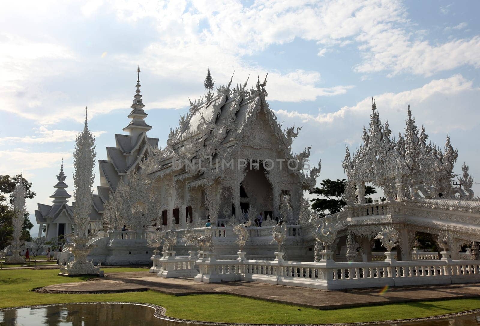 The temple Wat Rong Khun 12 km south of Chiang Rai in the province of chiang Rai in the north of Thailand in South East Asia.