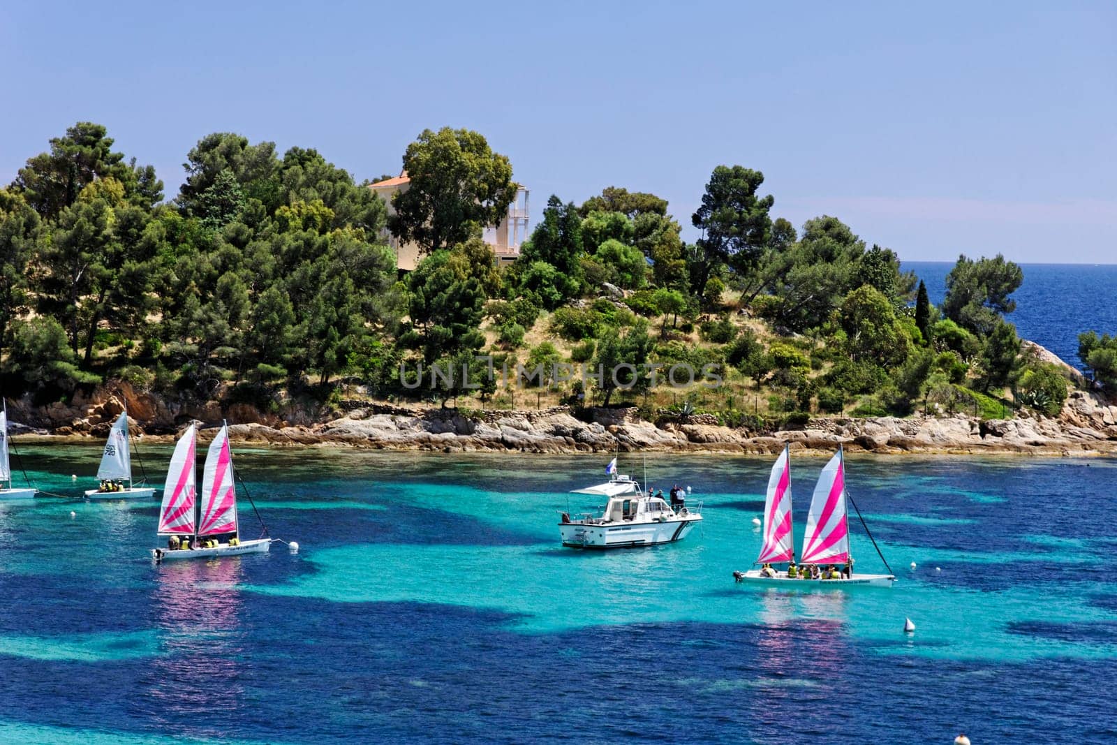Mid-Sea Coast at Saint-Clair,Le Lavandou,Baie de Gaou,Cote d'Azur - Coastal landscape nearby Saint-Clair,Le Lavandou,Baie de Gaou,Cote d'Azur,French Riviera