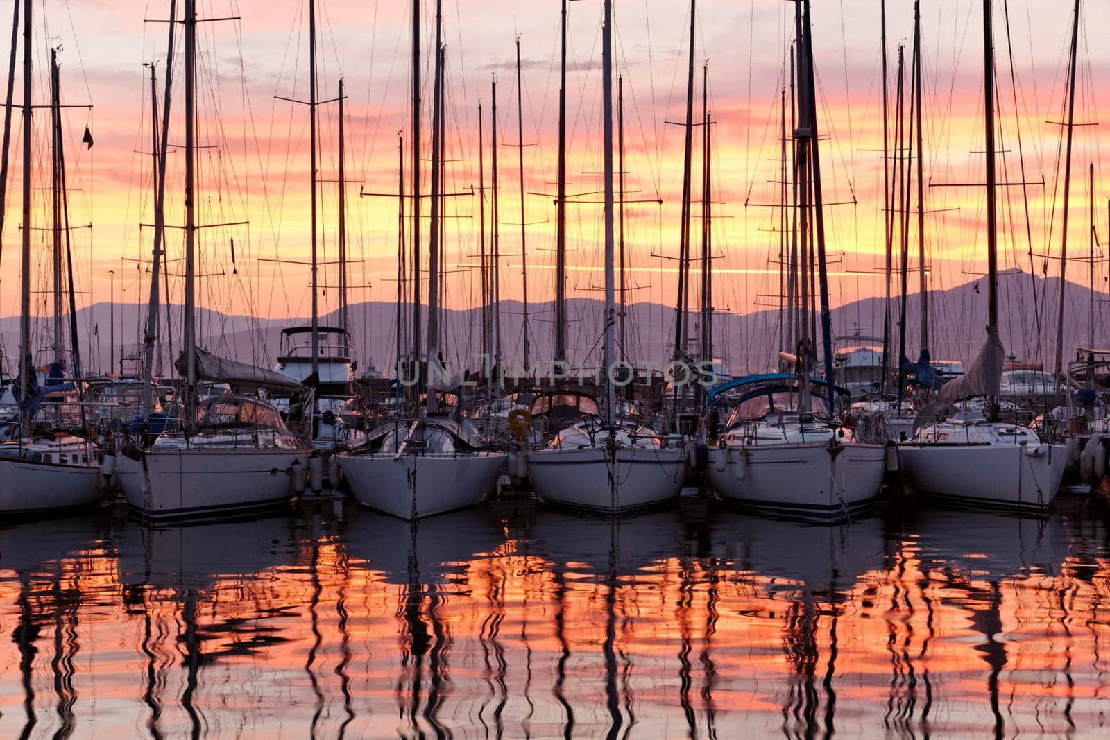 Saint-Tropez,Marina in the Evening Light,Cote d'Azur,Provence,South of France - Saint-Tropez,marina with water reflection in the sunset light,Cote d'Azur,Provence,Southern France